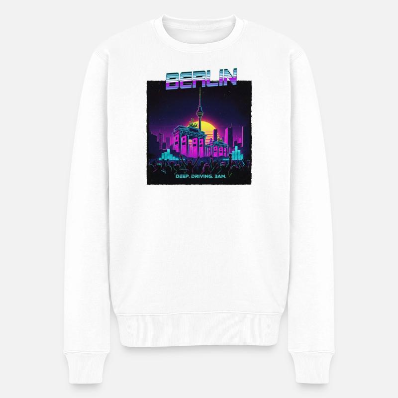 Berlin Retro Electro - Männer Premium Bio Pullover - Weiß
