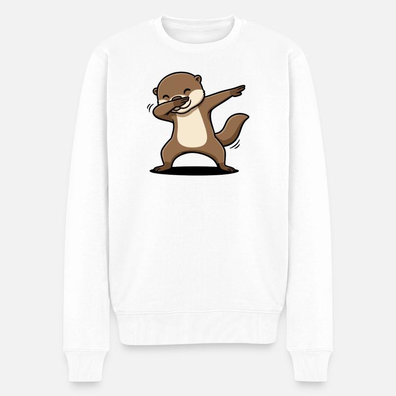 Otter Dab Spaß - Männer Premium Bio Pullover - Weiß