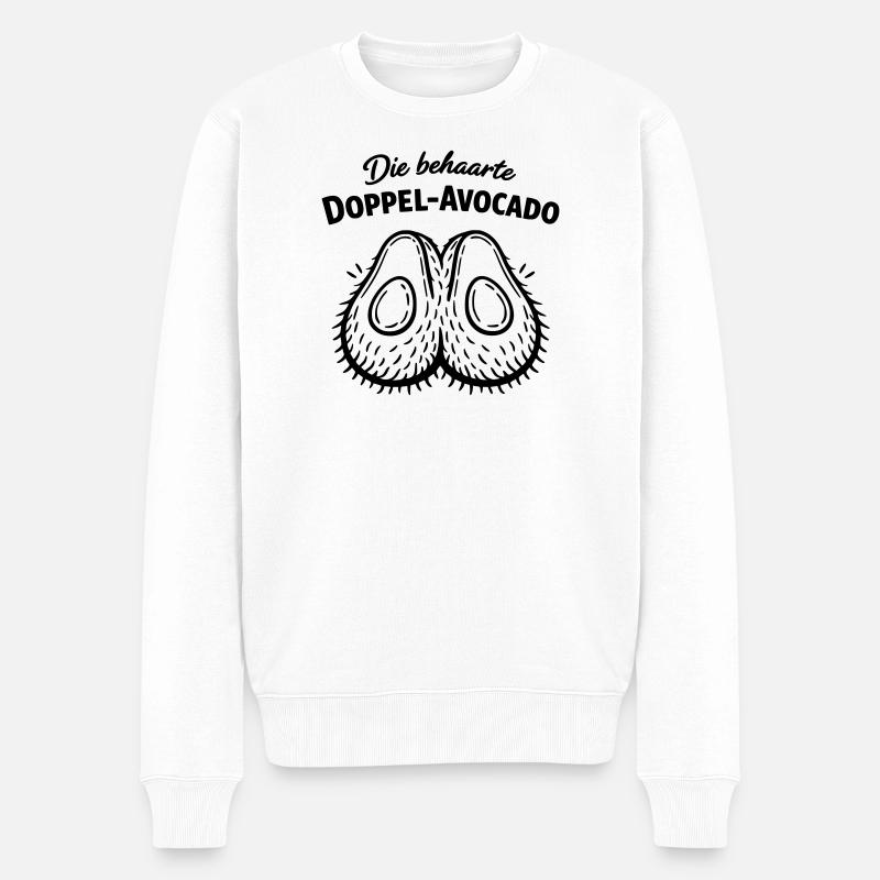 Doppel Avocado behaart unter der Gürtellinie - Männer Premium Bio Pullover - Weiß