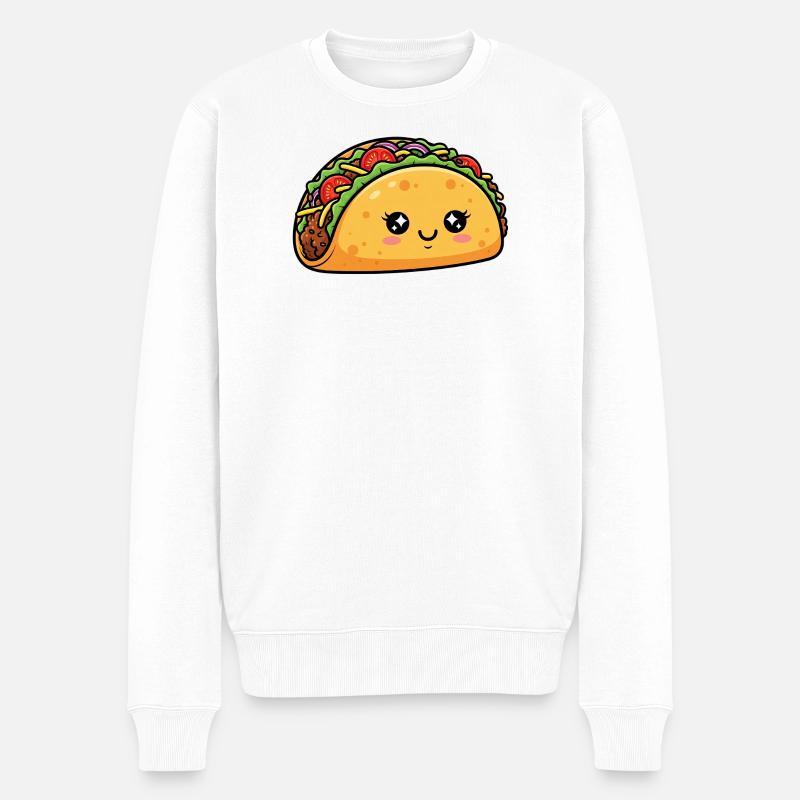 Kawaii Taco - Männer Premium Bio Pullover - Weiß