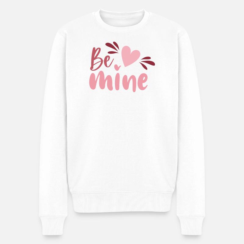 Be Mine Heart Skript - Männer Premium Bio Pullover - Weiß