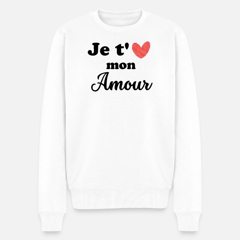 Saint Valentin je t'aime mon amour  - Pull Premium bio Homme - blanc
