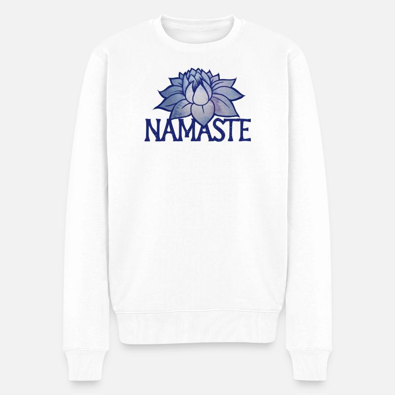 Lotus-Namaste-Blüte - Männer Premium Bio Pullover - Weiß