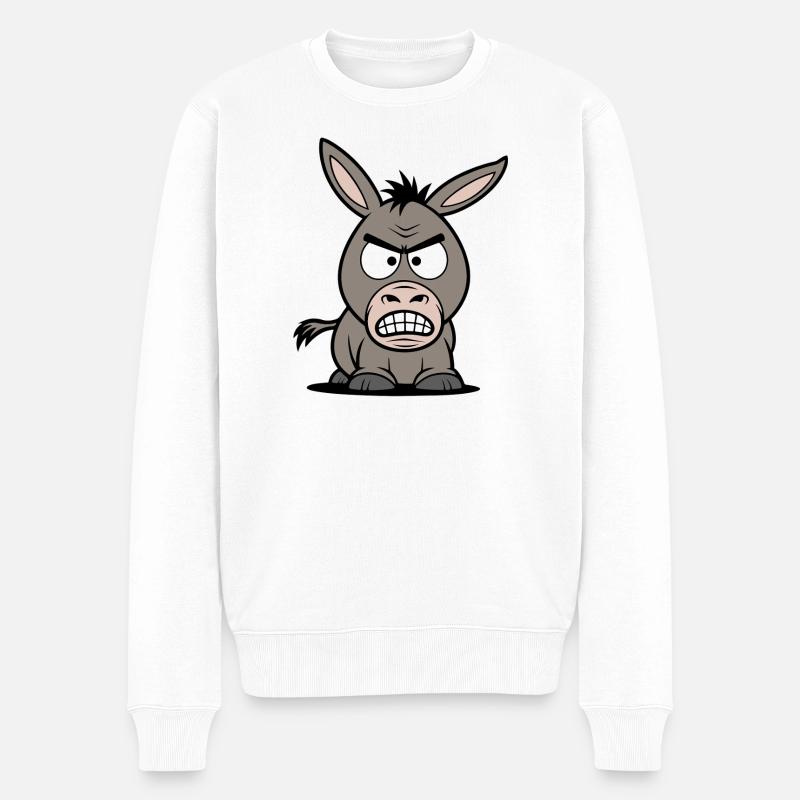 Wütender Esel Cartoon - Männer Premium Bio Pullover - Weiß