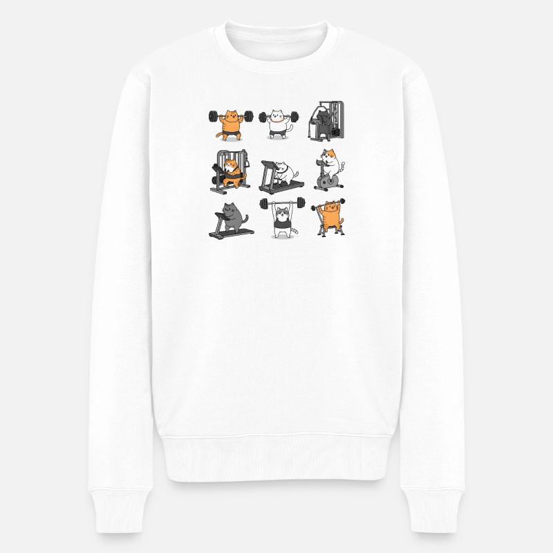Journée des jambes avec Chat Chat - Pull Premium bio Homme - blanc