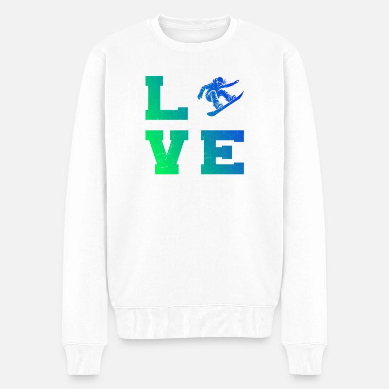 Motif emblématique du snowboard pour femmes - Pull Premium bio Homme - blanc