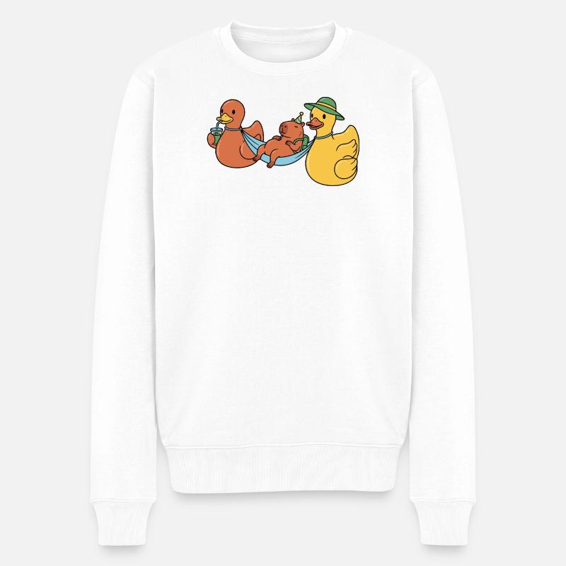Enten tragen Capy - Männer Premium Bio Pullover - Weiß