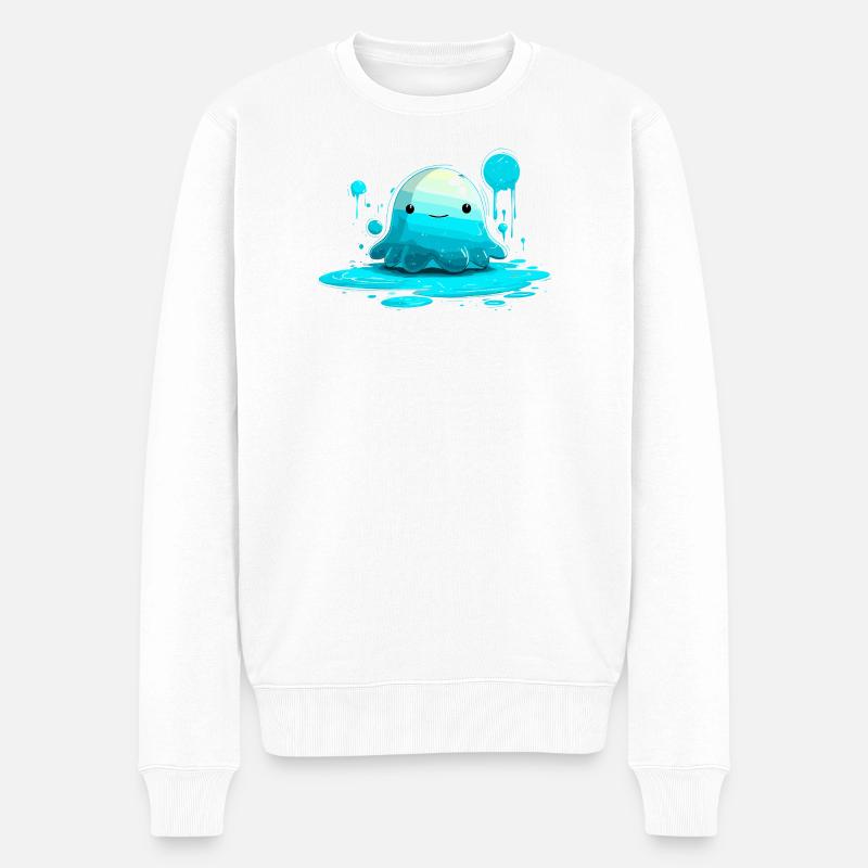 Gelée d’eau bleue avec sourire - Pull Premium bio Homme - blanc