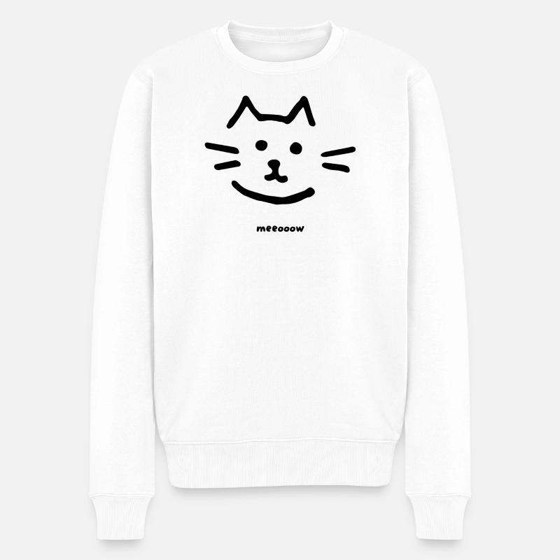 Cat Meow Clean Design - Männer Premium Bio Pullover - Weiß