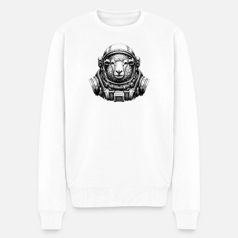 Schaf im Astronautenhelm - Männer Premium Bio Pullover - Weiß