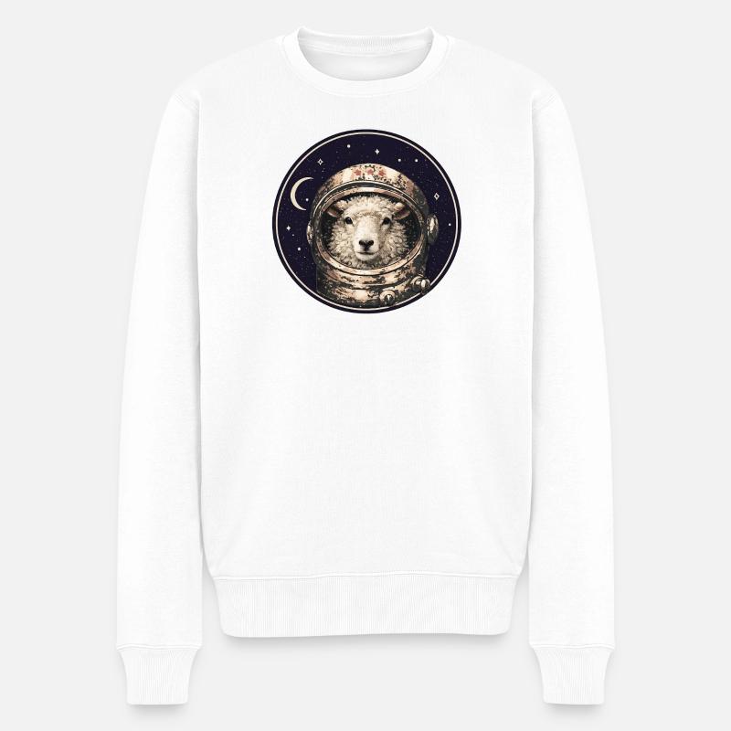 Astronautenschaf im Orbit - Männer Premium Bio Pullover - Weiß