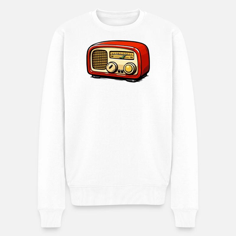 Rotes Retroradio Illustration - Männer Premium Bio Pullover - Weiß