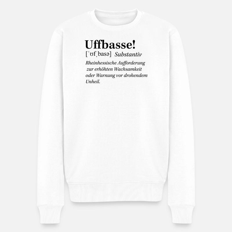 Mundart_Uffbasse - Männer Premium Bio Pullover - Weiß