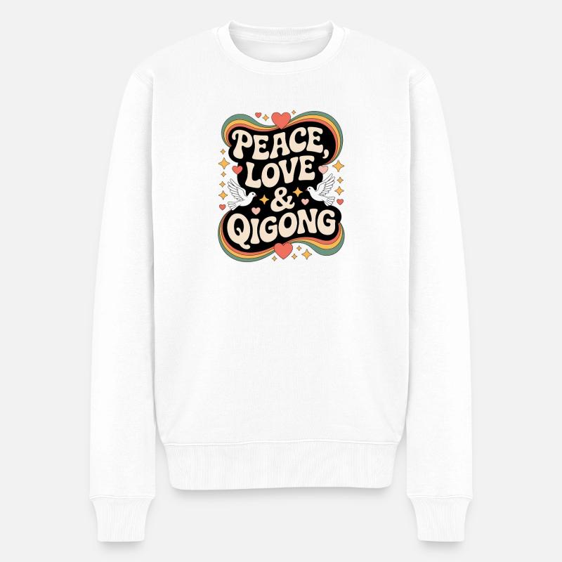 Qigong Tai Chi - Männer Premium Bio Pullover - Weiß