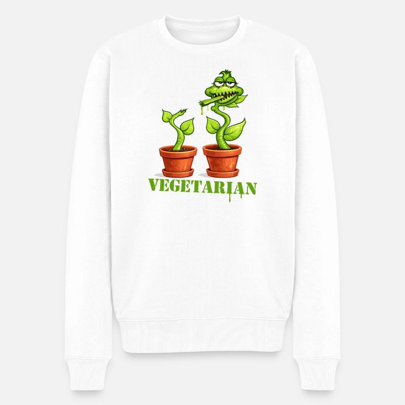 Vegetarische Fleischfressende Pflanze Cartoon - Männer Premium Bio Pullover - Weiß