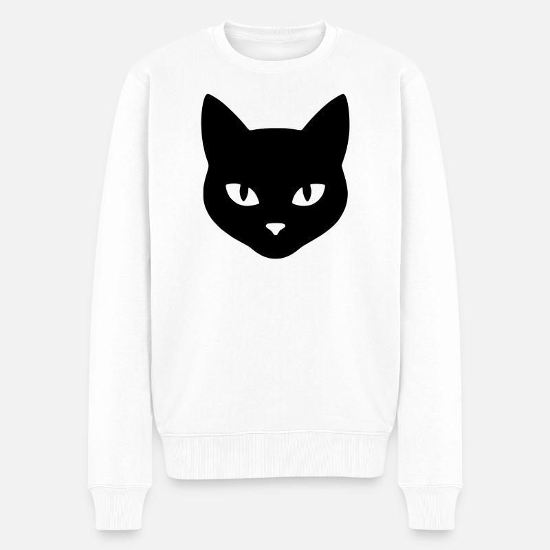 Tête_de_chat - Männer Premium Bio Pullover - Weiß