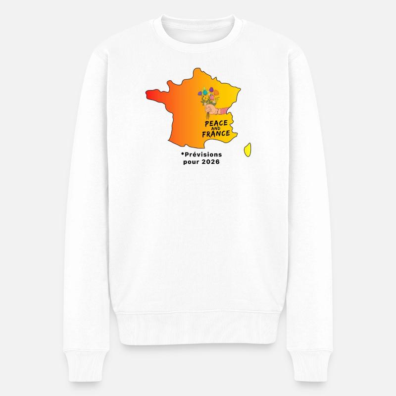 Peace_and_France_contour_meteo - Männer Premium Bio Pullover - Weiß