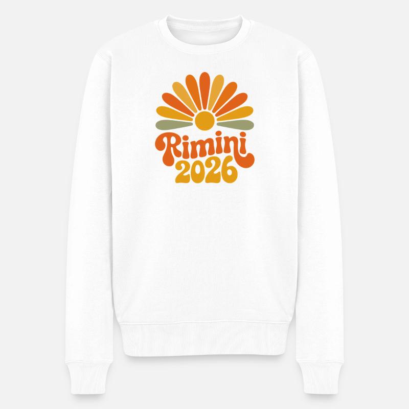 Rimini 2026 Sonnenburst - Männer Premium Bio Pullover - Weiß
