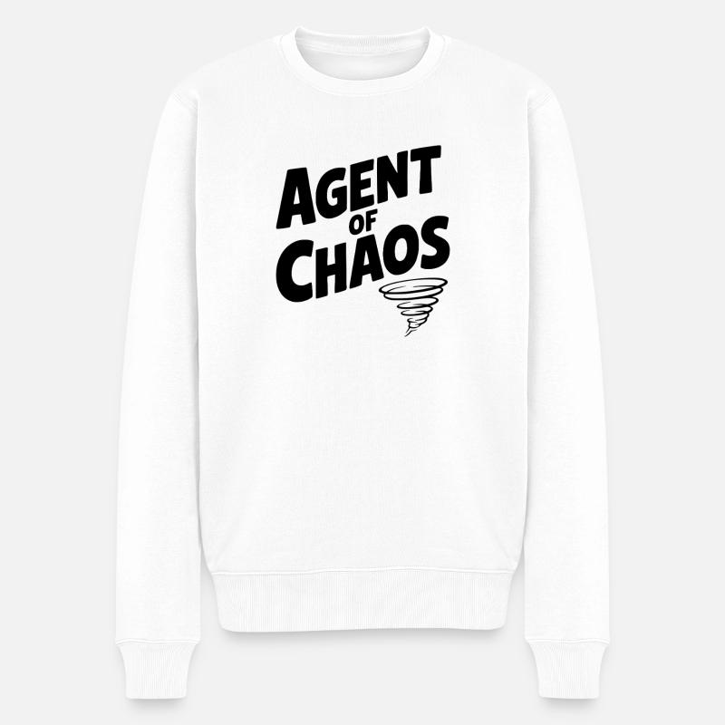 Agent des Chaos - Männer Premium Bio Pullover - Weiß