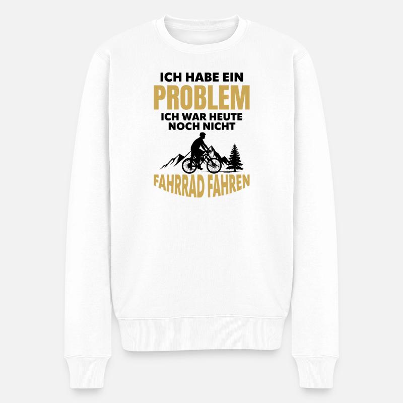Problem Fahrradfahren Mountain Ride - Männer Premium Bio Pullover - Weiß