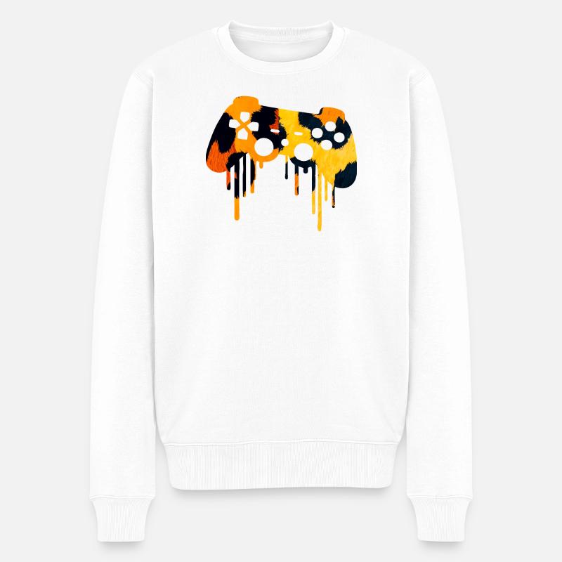 Leopardmuster Gaming player  - Männer Premium Bio Pullover - Weiß