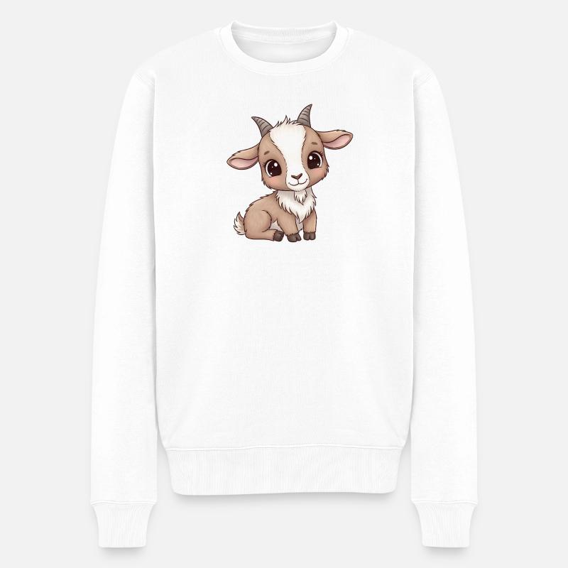 Dessin animé mignon de chevreau - Pull Premium bio Homme - blanc