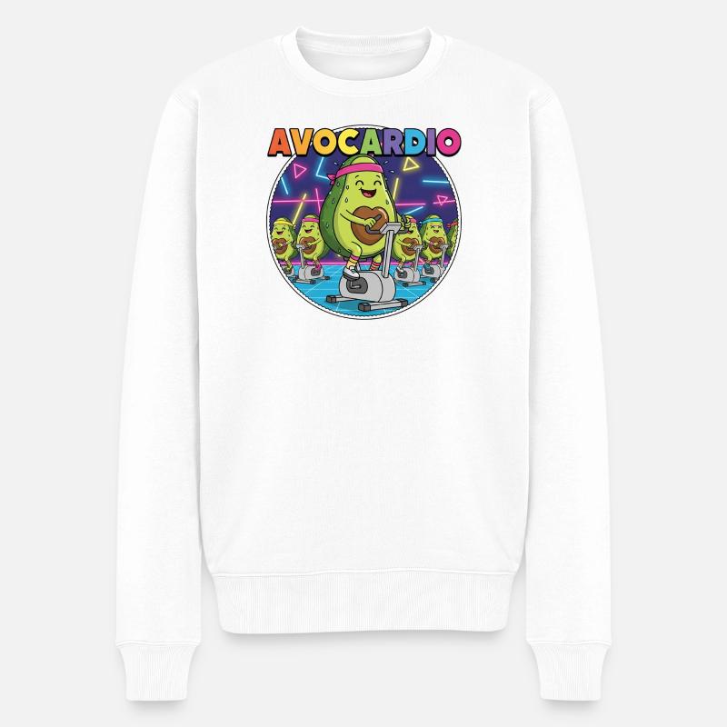 Avocardio Neon Gym-Avocado - Männer Premium Bio Pullover - Weiß