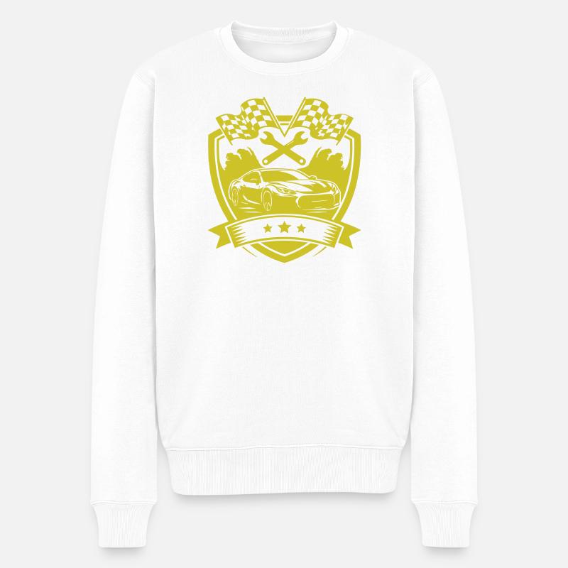 Rennwagen Emblem Schild KfZ - Männer Premium Bio Pullover - Weiß
