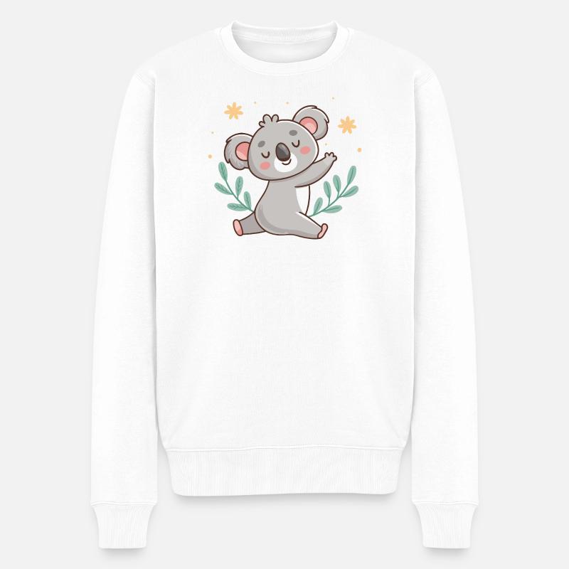 Koala détendu pastel avec feuillages - Pull Premium bio Homme - blanc