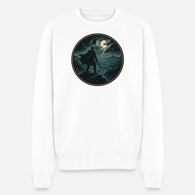 Mondlichtritter am Abgrund - Männer Premium Bio Pullover - Weiß