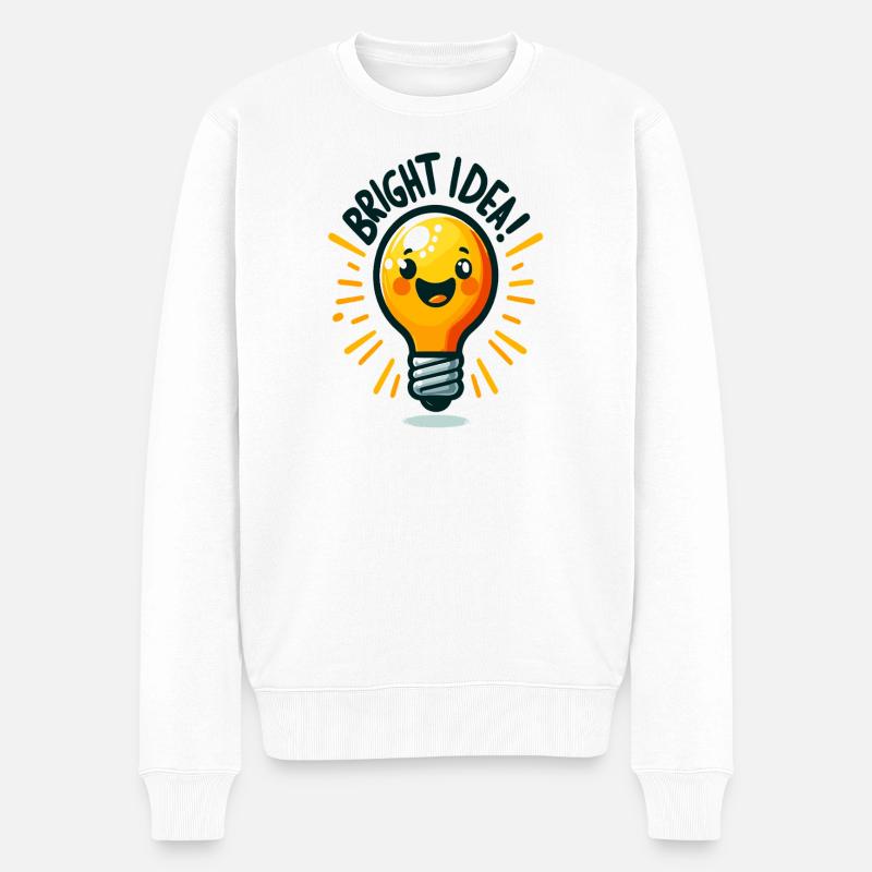 Fröhliche Glühbirne Idee - Männer Premium Bio Pullover - Weiß