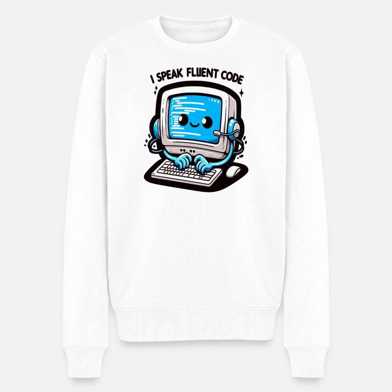 I Speak Fluent Code Retro Computer - Men's Premium Organic Jumper - white