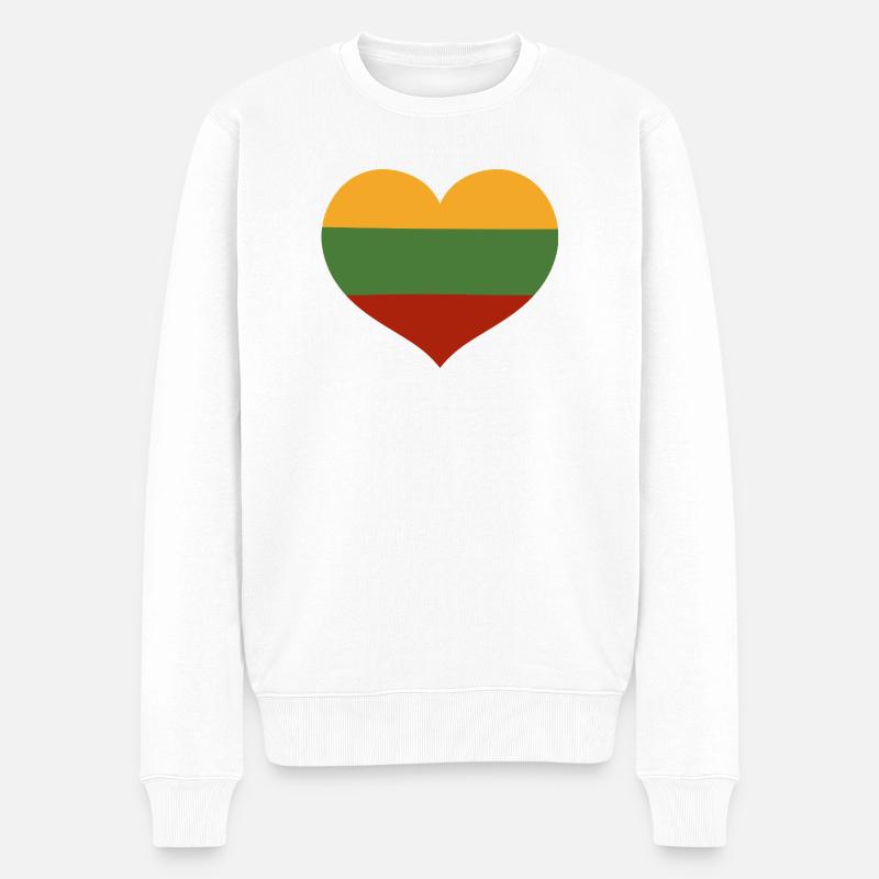 Litauische Herzflagge - Männer Premium Bio Pullover - Weiß