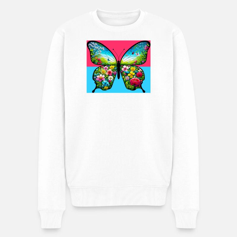 Schmetterling - Männer Premium Bio Pullover - Weiß