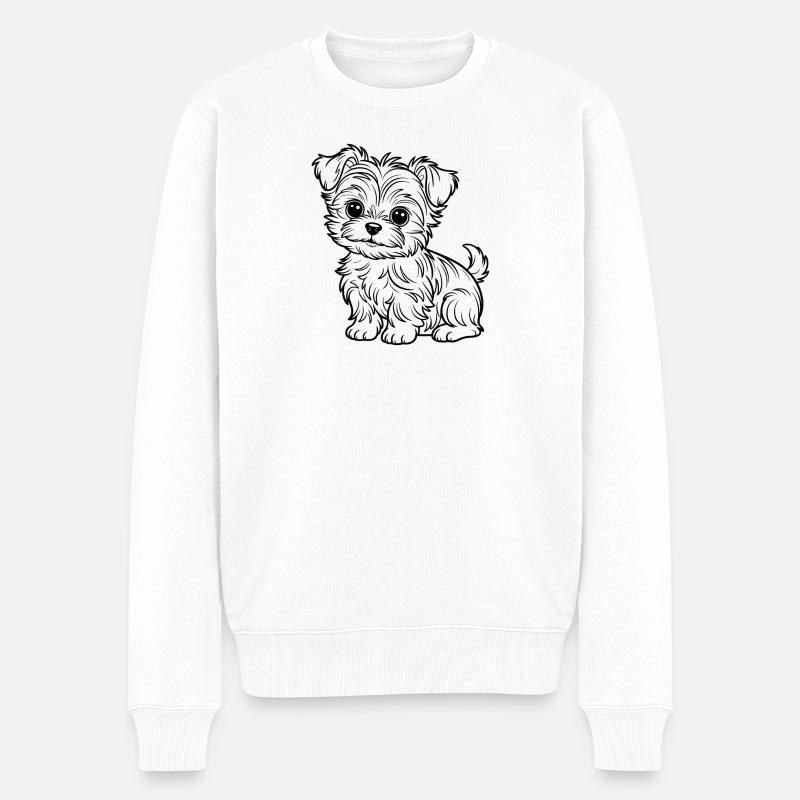 Style ligne de chiots poillettes - Pull Premium bio Homme - blanc