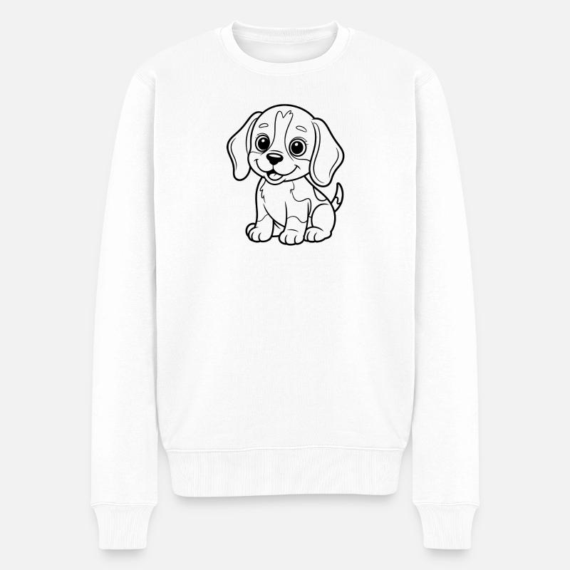 Niedlicher Puppy Sketch Hund - Männer Premium Bio Pullover - Weiß