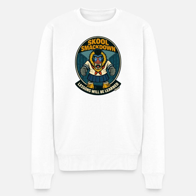 Mandrill Singe des Primates de l’École - Pull Premium bio Homme - blanc