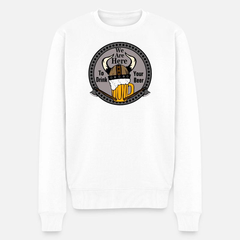 Viking Biertrinker Wikinger - Männer Premium Bio Pullover - Weiß