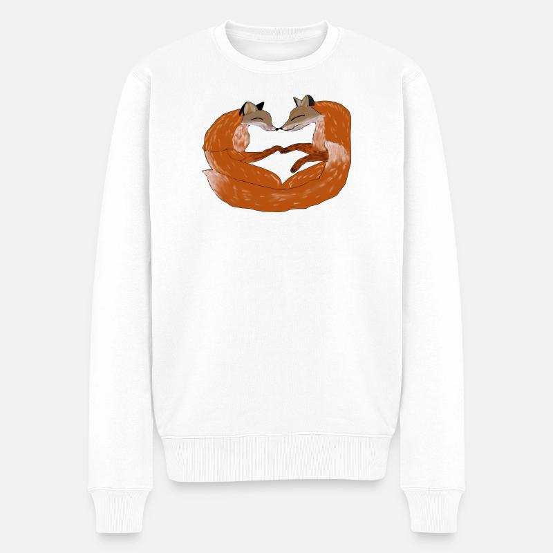 Fuchsherz Zweisamkeit - Männer Premium Bio Pullover - Weiß