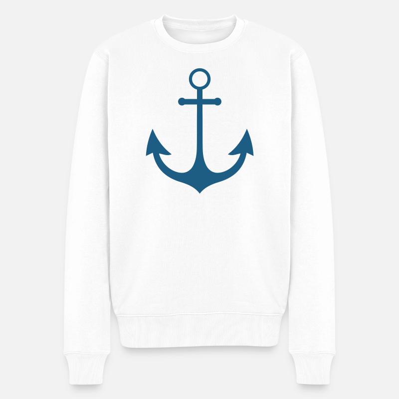 Anker Silhouette Nautisch - Männer Premium Bio Pullover - Weiß