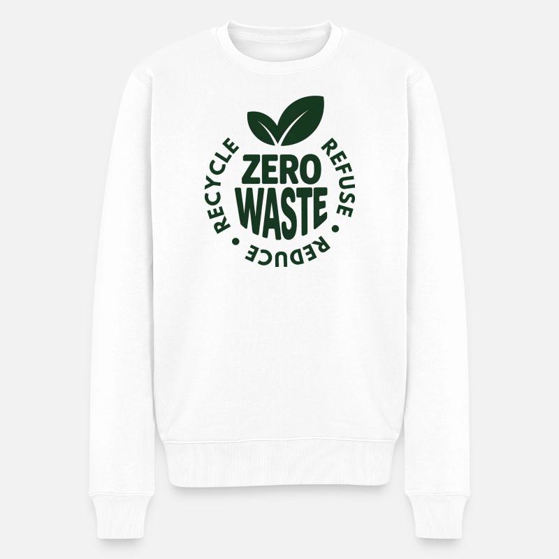 Zero Waste umweltfreundliches Abzeichendesign - Männer Premium Bio Pullover - Weiß