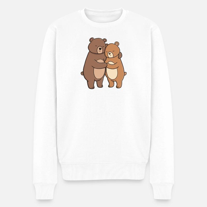 Süße, kuschelige Bären - Männer Premium Bio Pullover - Weiß
