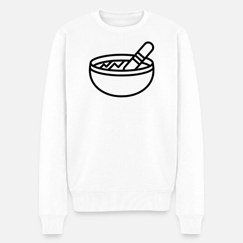 Klangschale Tibet Meditation - Männer Premium Bio Pullover - Weiß