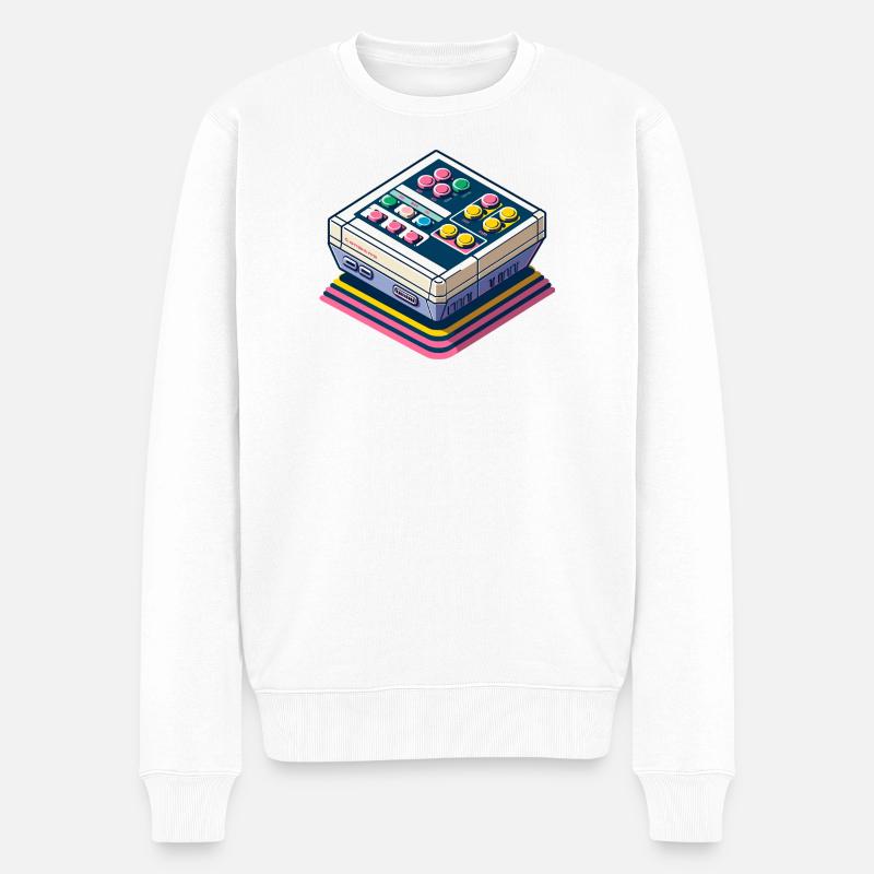 Retro Spielkonsole Pixelkunst - Männer Premium Bio Pullover - Weiß