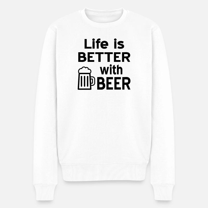 Bier - Männer Premium Bio Pullover - Weiß