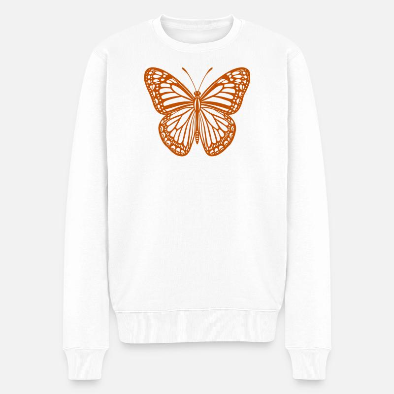 Schmetterling - Männer Premium Bio Pullover - Weiß