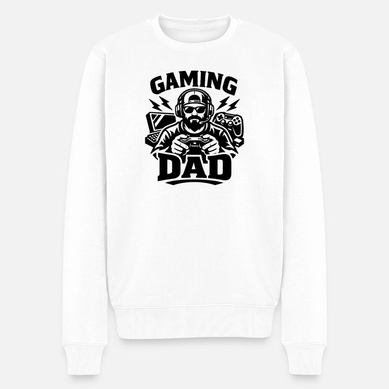 Gaming Dad - Gamer Geschenk - Männer Premium Bio Pullover - Weiß