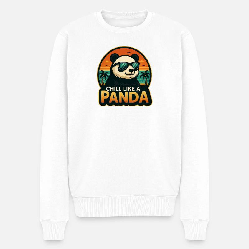 Chill wie ein Panda - Männer Premium Bio Pullover - Weiß