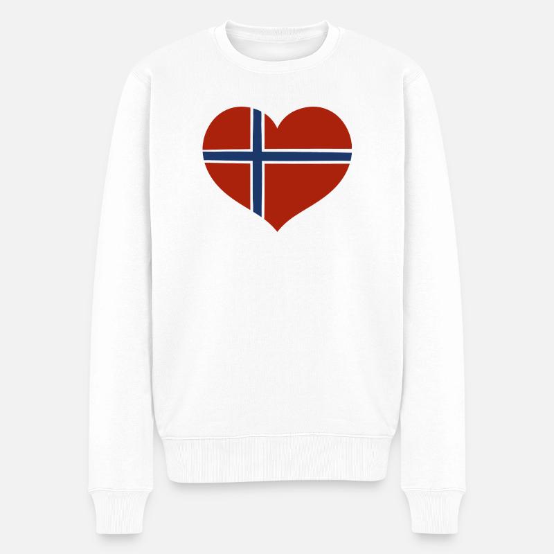 Cœur du drapeau norvégien - Pull Premium bio Homme - blanc