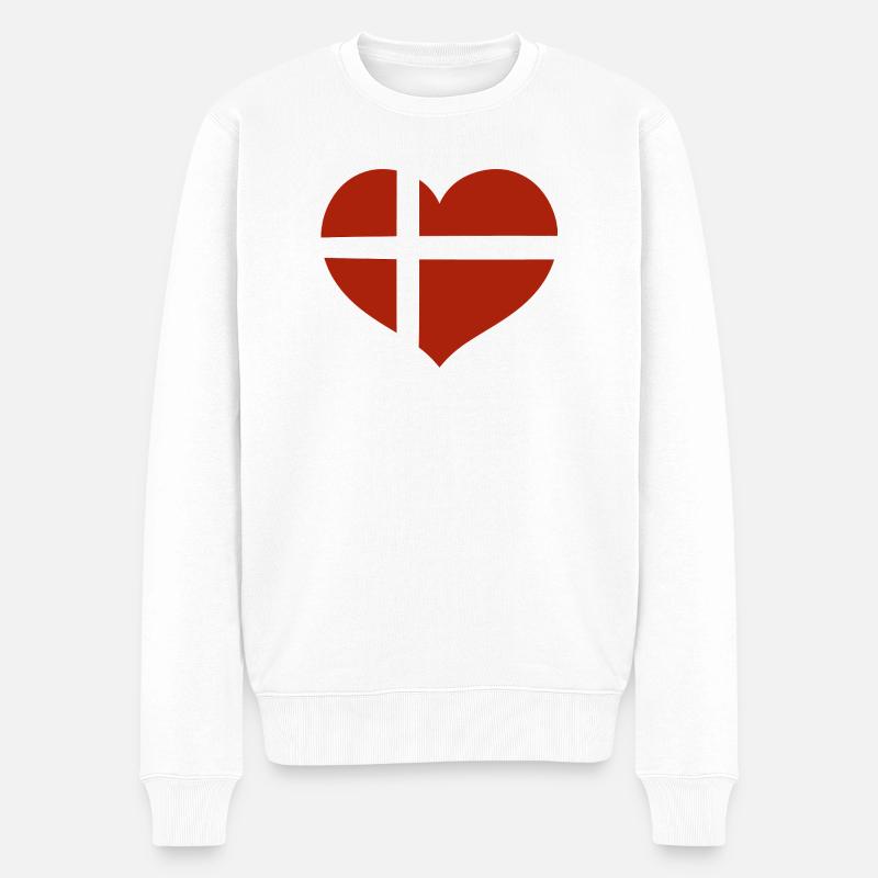 Dänische Flaggenherz - Männer Premium Bio Pullover - Weiß